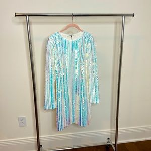 ELLIATT Blondie Dress Multi Sequin Embellished Party White Metallic L NWT $99